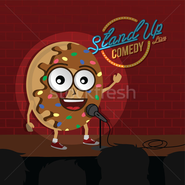 站 上 喜劇 油炸圈餅 打開 麥克風 商業照片 © vector1st