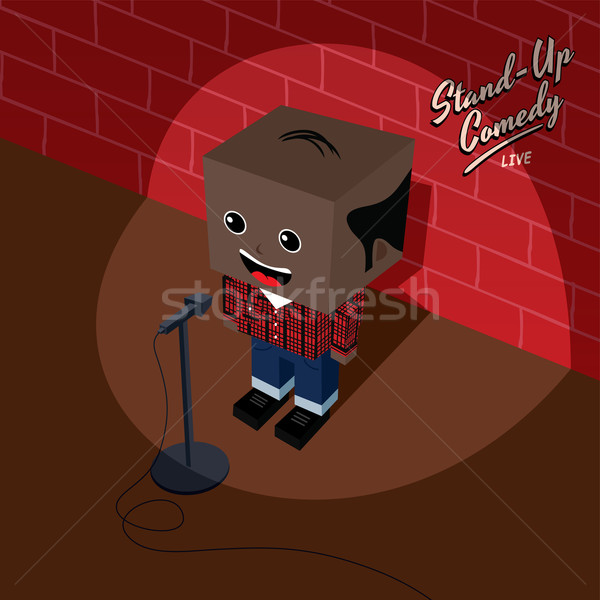 Stoją w górę komedia izometryczny cartoon dziewczyna Zdjęcia stock © vector1st