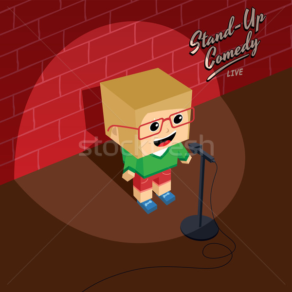 Stoją w górę komedia izometryczny cartoon dziewczyna Zdjęcia stock © vector1st