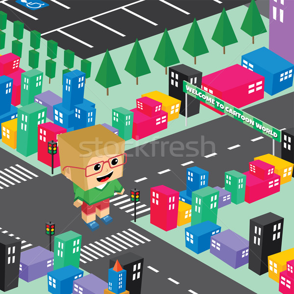 block isometric world cartoon Stock photo © vector1st