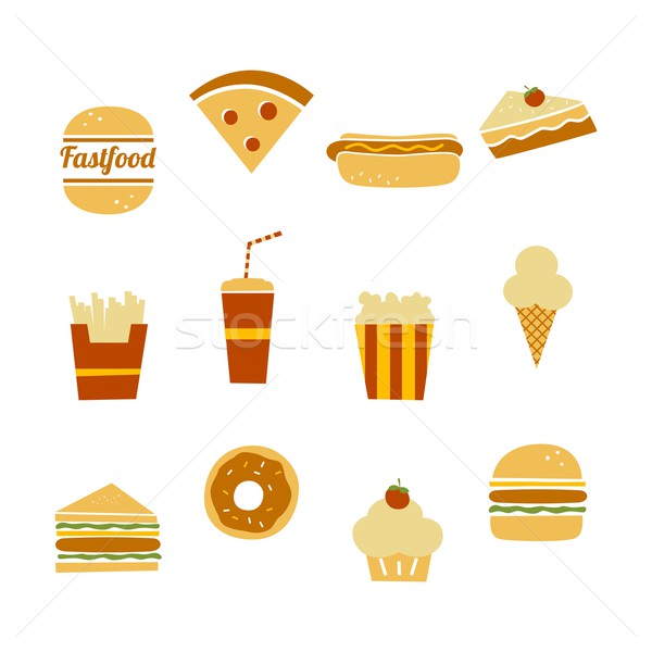 Foto stock: Fast-food · vetor · arte · ilustração · comida