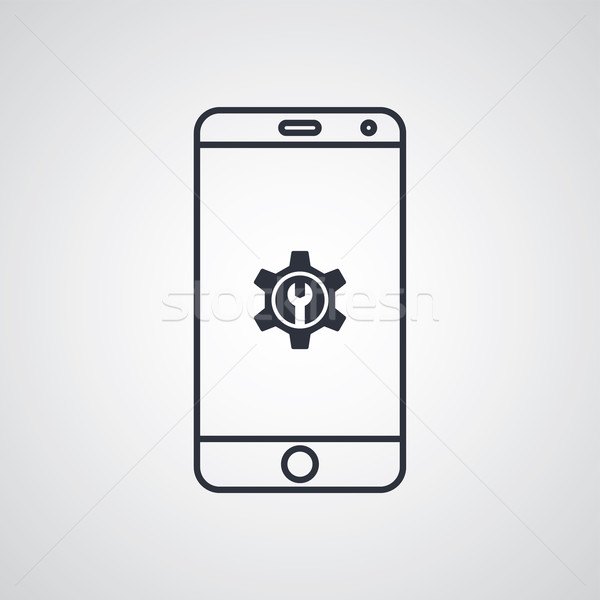 Téléphone portable Cog icône vecteur art illustration [[stock_photo]] © vector1st