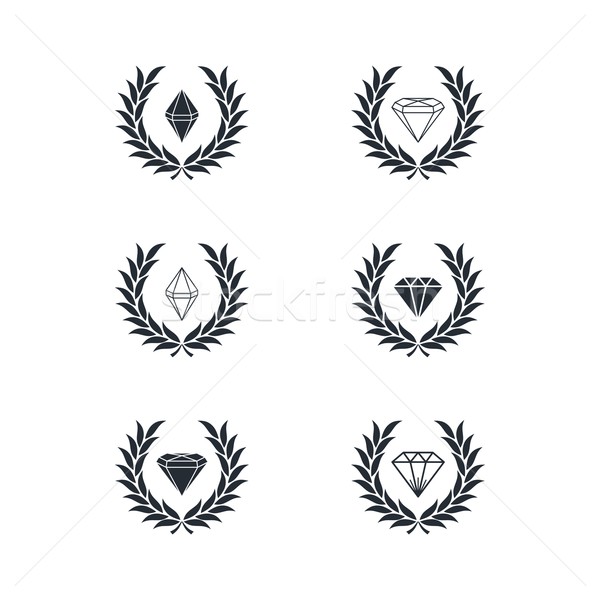 Diamant innerhalb Kranz Vektor Kunst Illustration Stock foto © vector1st