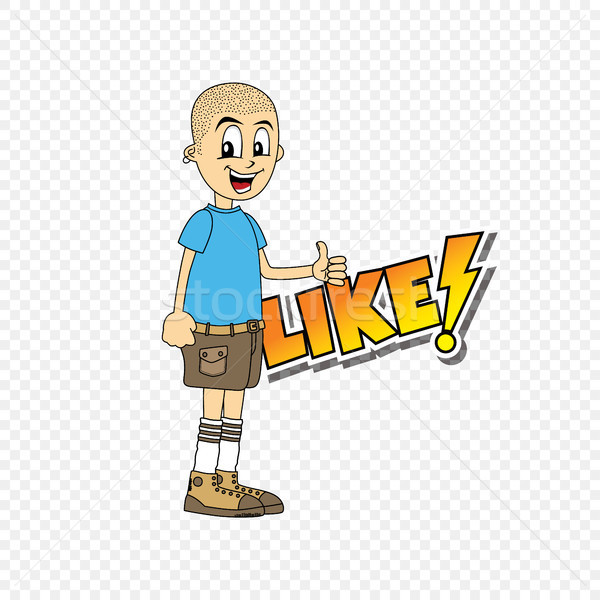Stock photo: male cartoon character like text thumb up theme