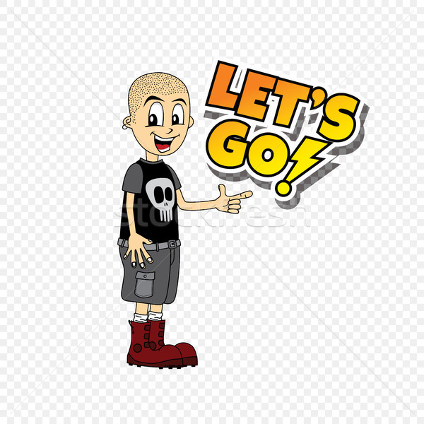 male cartoon character let's go text theme Stock photo © vector1st