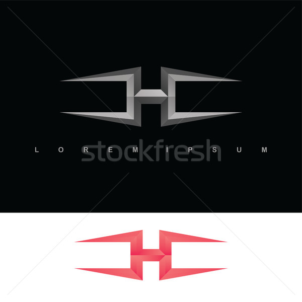 alphabet letter h logo logotype template silver metal steel Stock photo © vector1st