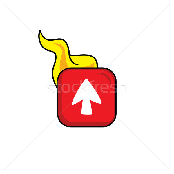 Caliente llama icono botón vector arte Foto stock © vector1st