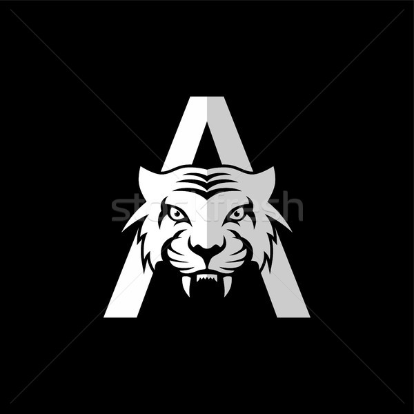 intimidating tiger front view theme logo template Stock photo © vector1st