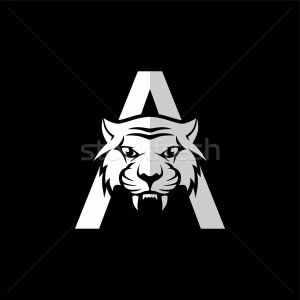 intimidating tiger front view theme logo template Stock photo © vector1st