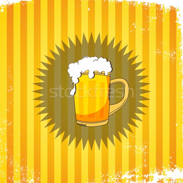 Koud bier grafische kunst drinken retro Stockfoto © vector1st