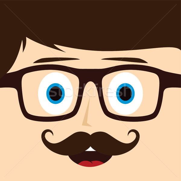 Geek wąsy facet wektora sztuki Zdjęcia stock © vector1st