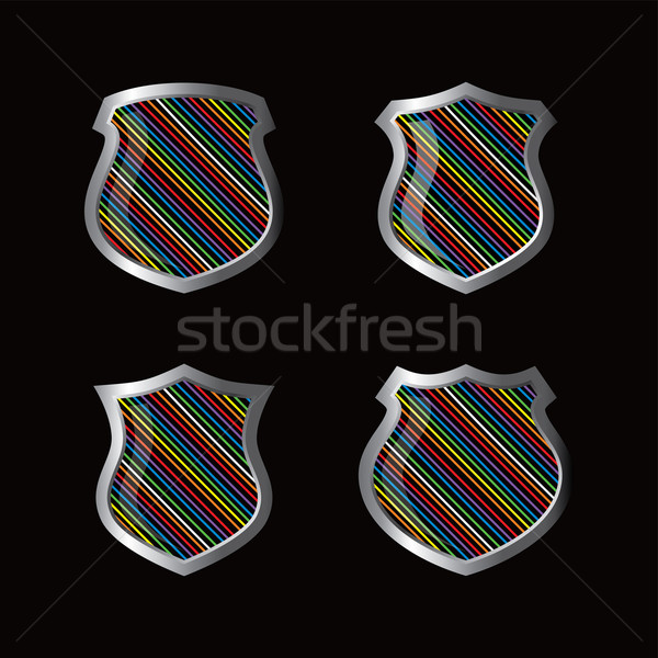 Foto stock: Arco · iris · escudo · insignia · protección · vector · arte