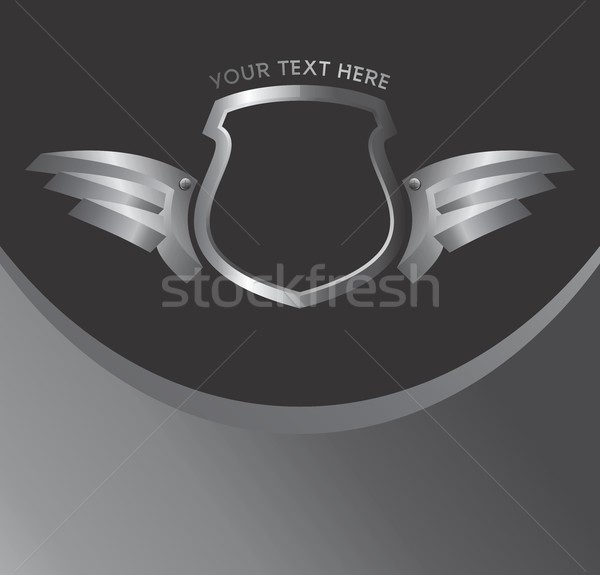Argent bouclier aile art signe étiquette [[stock_photo]] © vector1st