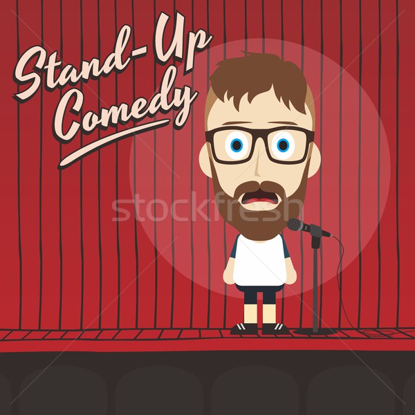 Hilarisch vent stand omhoog komiek cartoon Stockfoto © vector1st