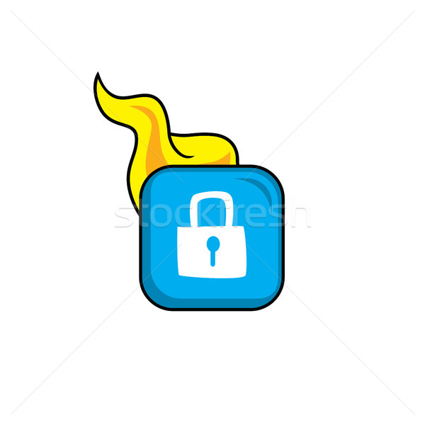 hot flame icon button theme vector art Stock photo © vector1st