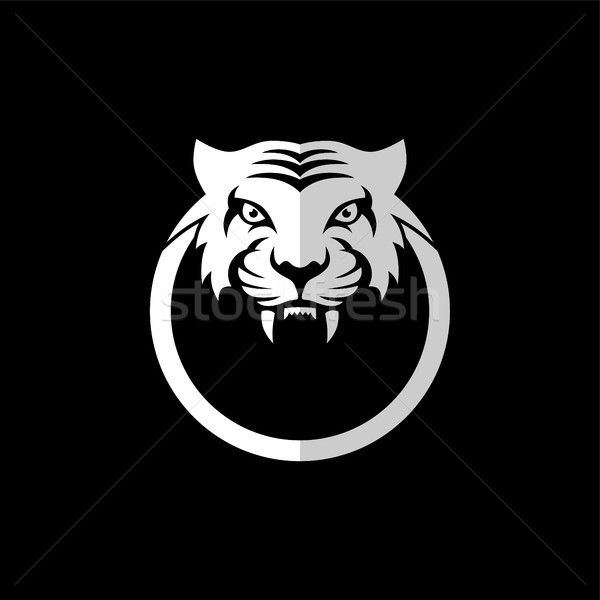 intimidating tiger front view theme logo template Stock photo © vector1st