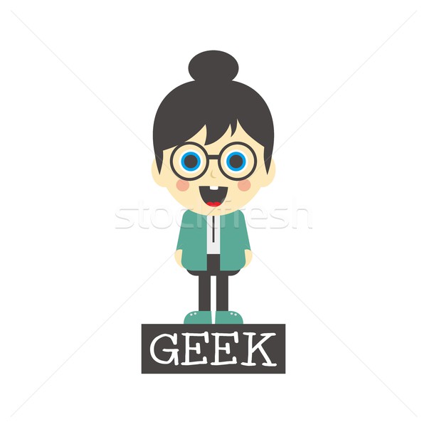 Geek fată desen animat vector artă Imagine de stoc © vector1st