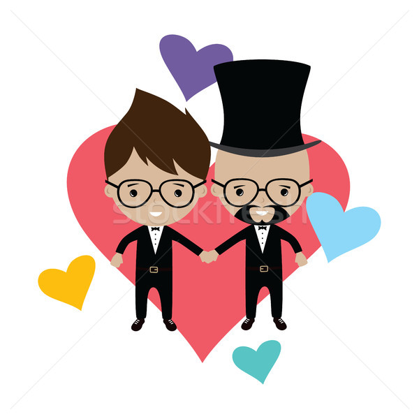 Adorable gay conjoint marié cartoon mariage [[stock_photo]] © vector1st