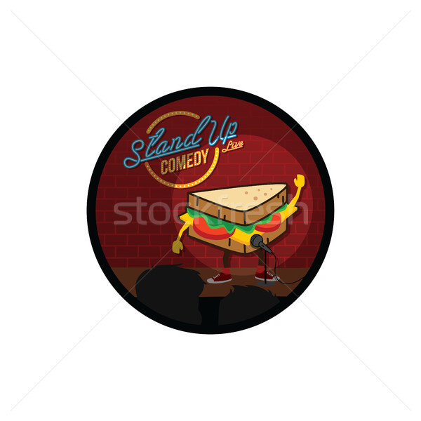 Stand up comédie sandwich ouvrir micro Photo stock © vector1st
