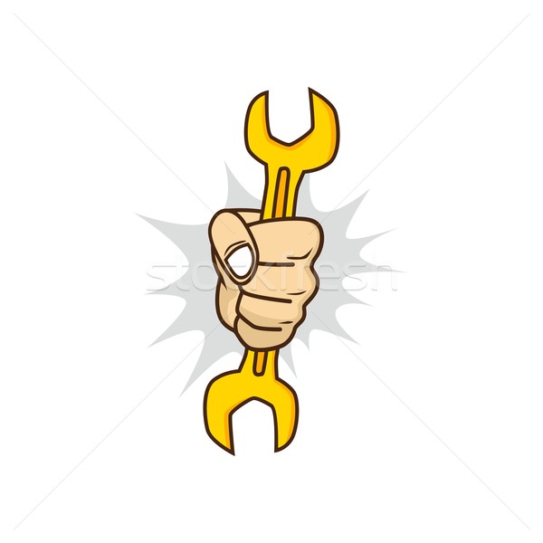 cartoon hand holding wrench Stock photo © vector1st