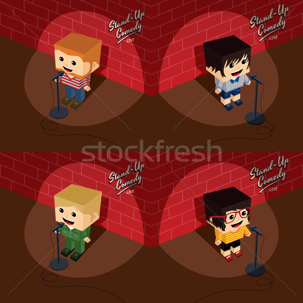 stand up comedy isometric block cartoon Stock photo © vector1st