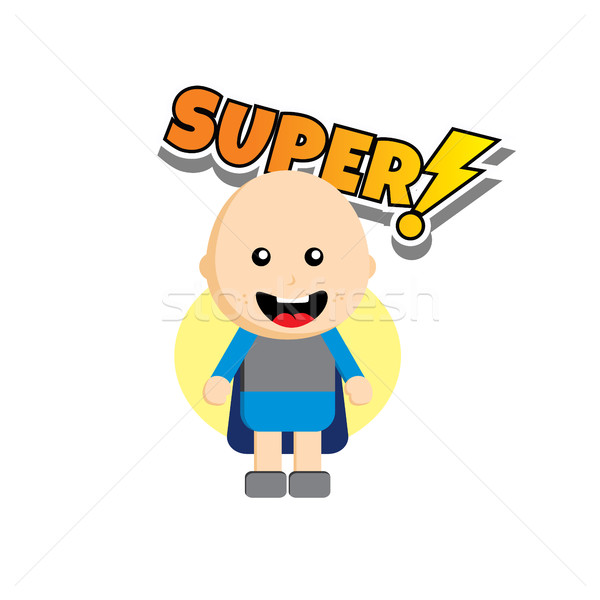 Flat style superhero character avatar on ribbon label creative design template man super hero profil Stock photo © vector1st