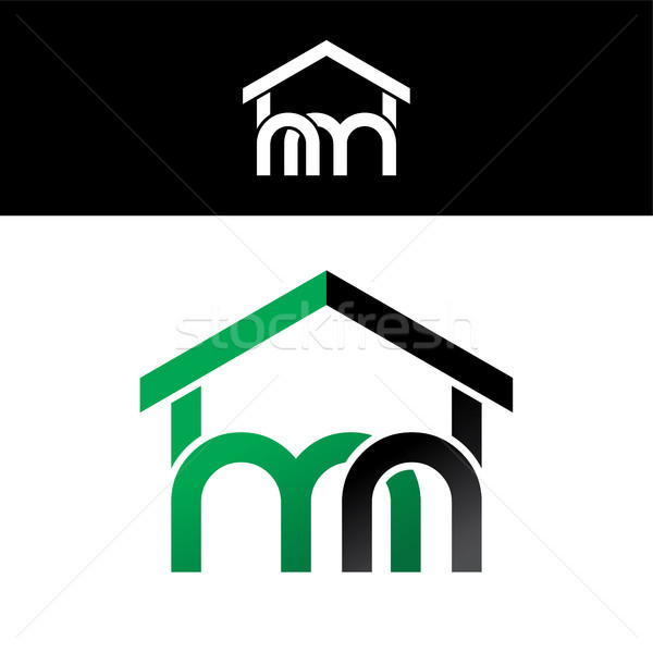 house home realty linked overlapped uppercase logo green black Stock photo © vector1st