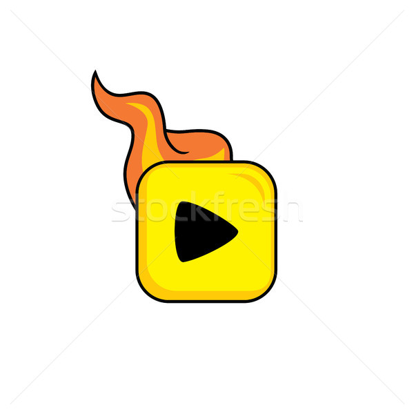 Caliente llama icono botón vector arte Foto stock © vector1st