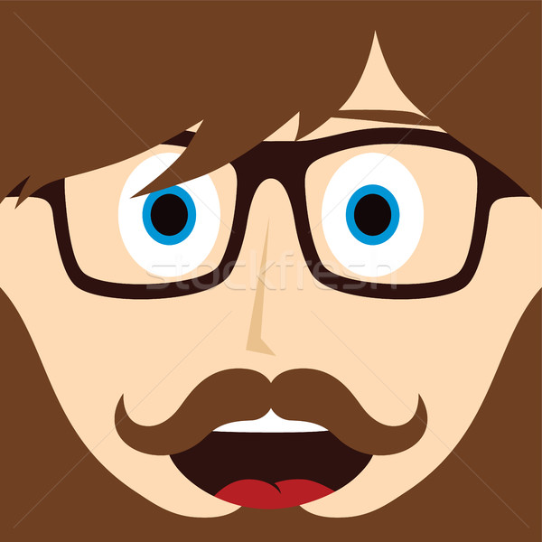 Geek wąsy facet wektora sztuki Zdjęcia stock © vector1st