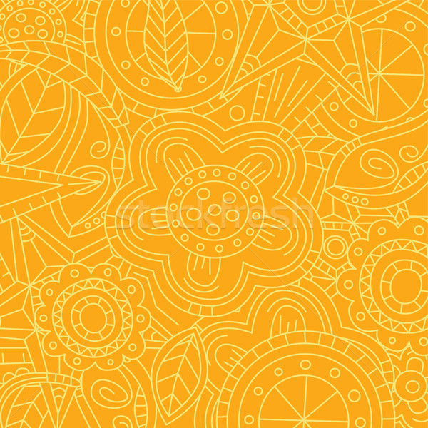 Photo stock: Orange · floral · motif · de · fleur · doodle · vecteur · art