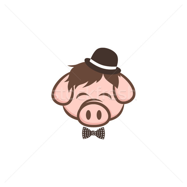Senhor porco carne de porco bacon desenho animado assinar Foto stock © vector1st