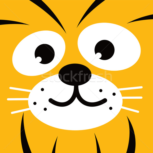квадратный тигр лице икона кнопки вектора Сток-фото © vector1st