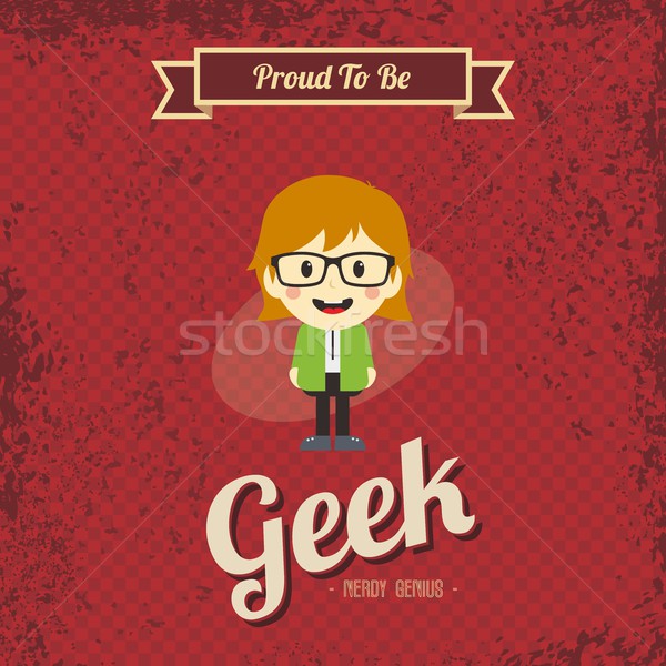 genius geek retro cartoon Stock photo © vector1st