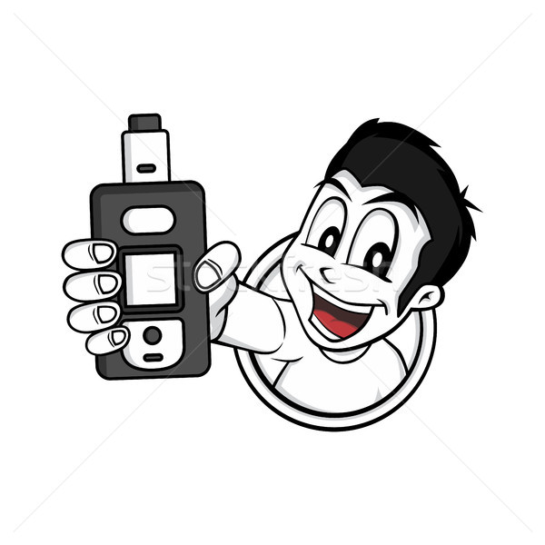 man showing electric cigarette mod cartoon vector Stock photo © vector1st