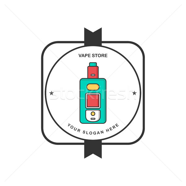 retro color badge theme electric cigarette mod - vaporizer vector Stock photo © vector1st