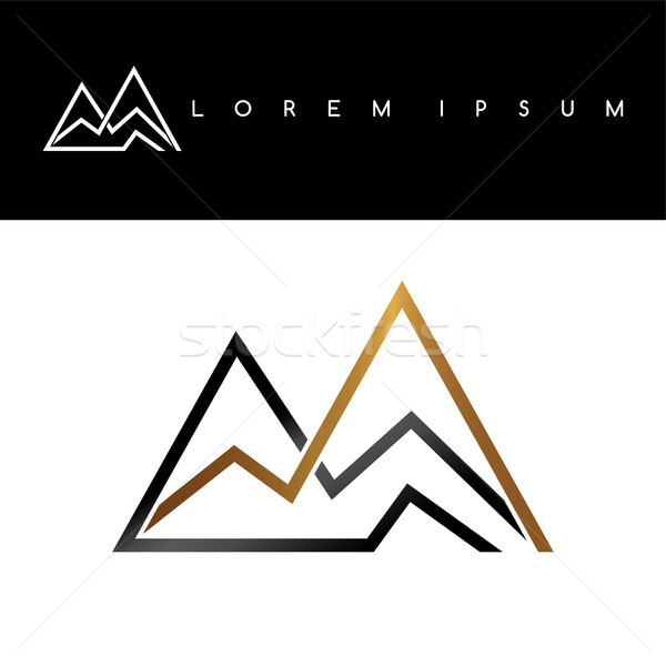 Overlapped line mountains symbol golden monochromatic sign logotypes logo Stock photo © vector1st
