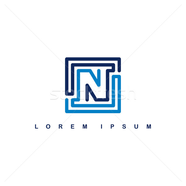 overlap line art template logo logotype alphabet letter n Stock photo © vector1st