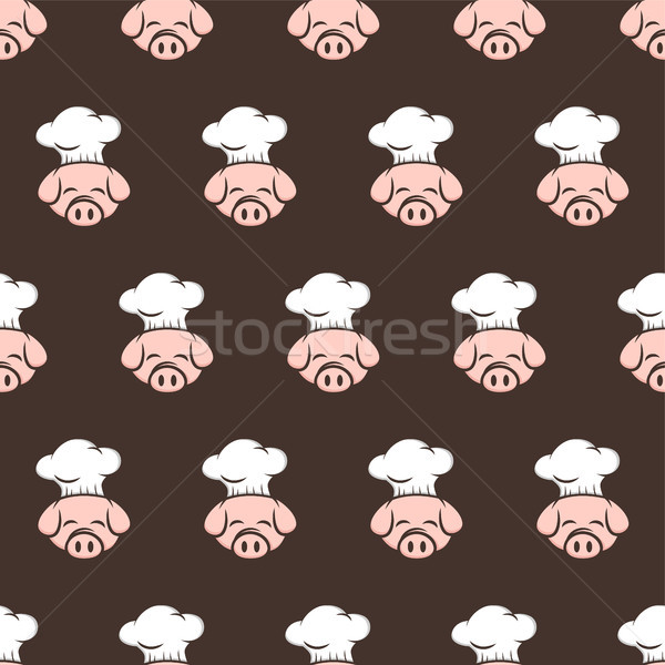 master chef pig pork bacon theme cartoon seamless pattern Stock photo © vector1st