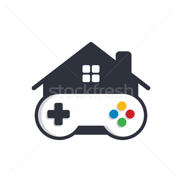 Domu gra wideo drążek sterowy logo szablon Zdjęcia stock © vector1st