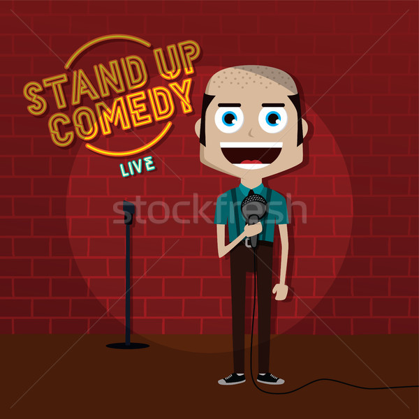 Stand up comédie dessinées Guy stade Photo stock © vector1st