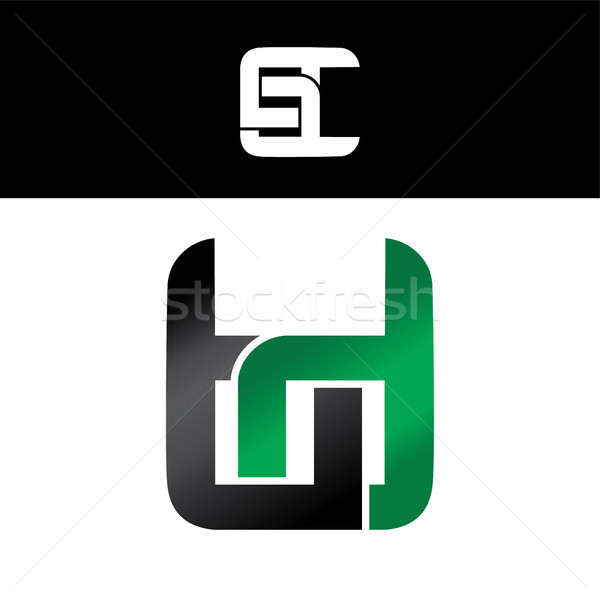 initial letter linked overlapped uppercase logo green black Stock photo © vector1st