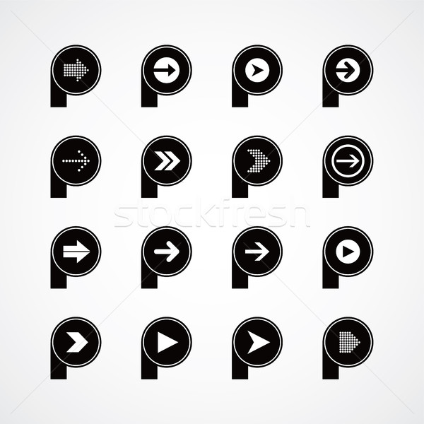arrow media play icon theme logotype Stock photo © vector1st