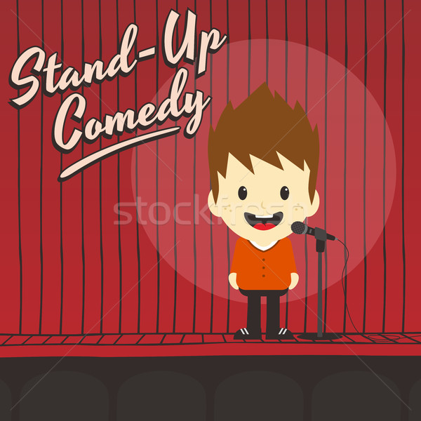 Männlich stehen up Komiker Zeichentrickfigur Musik Stock foto © vector1st