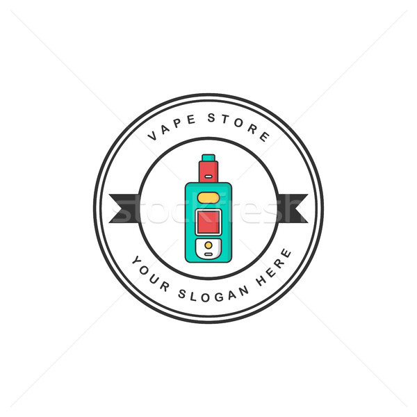 retro color badge theme electric cigarette mod - vaporizer vector Stock photo © vector1st