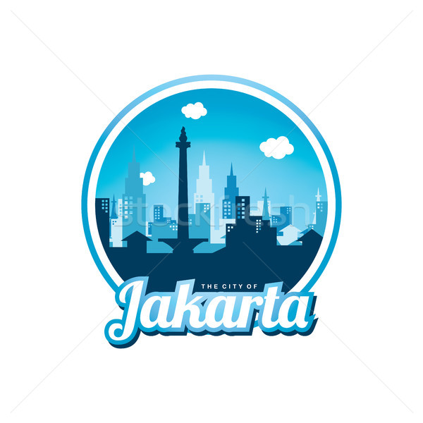 Város Dzsakarta címke kitűző matrica logo Stock fotó © vector1st