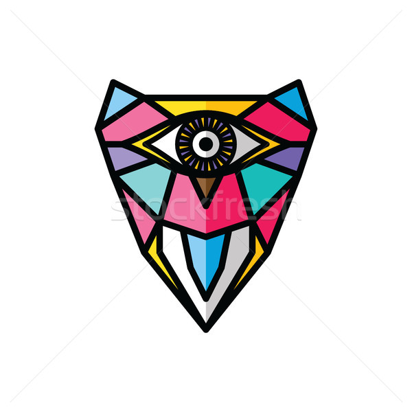one eye owl logo logotype colorful theme vector Stock photo © vector1st