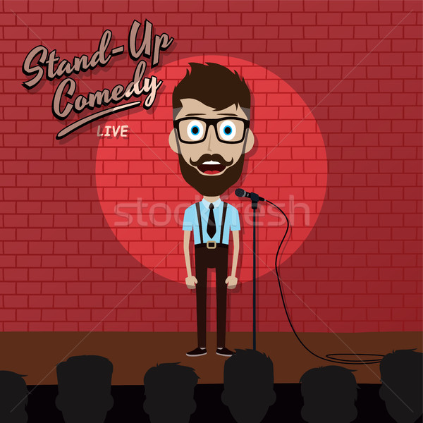 Volwassen mannelijke stand omhoog komiek Stockfoto © vector1st