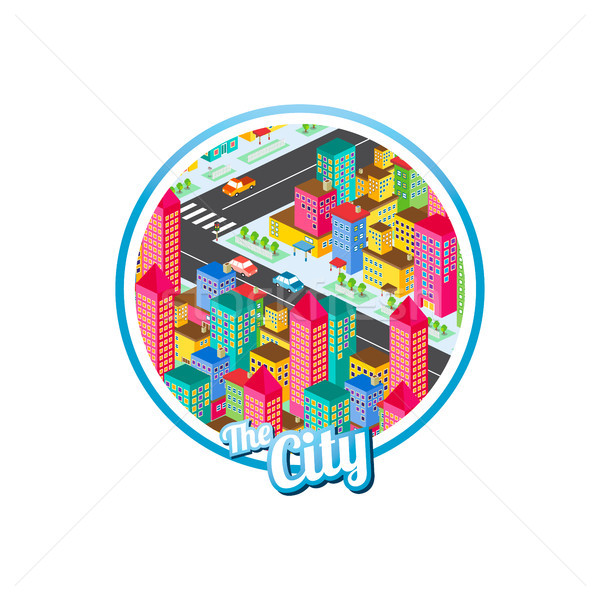 big city isometric real estate realty cartoon logo template Stock photo © vector1st
