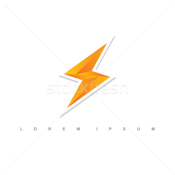 orange thunder bolt sign logo Stock photo © vector1st