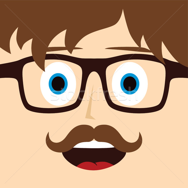 Stock photo: geek mustache guy cartoon character